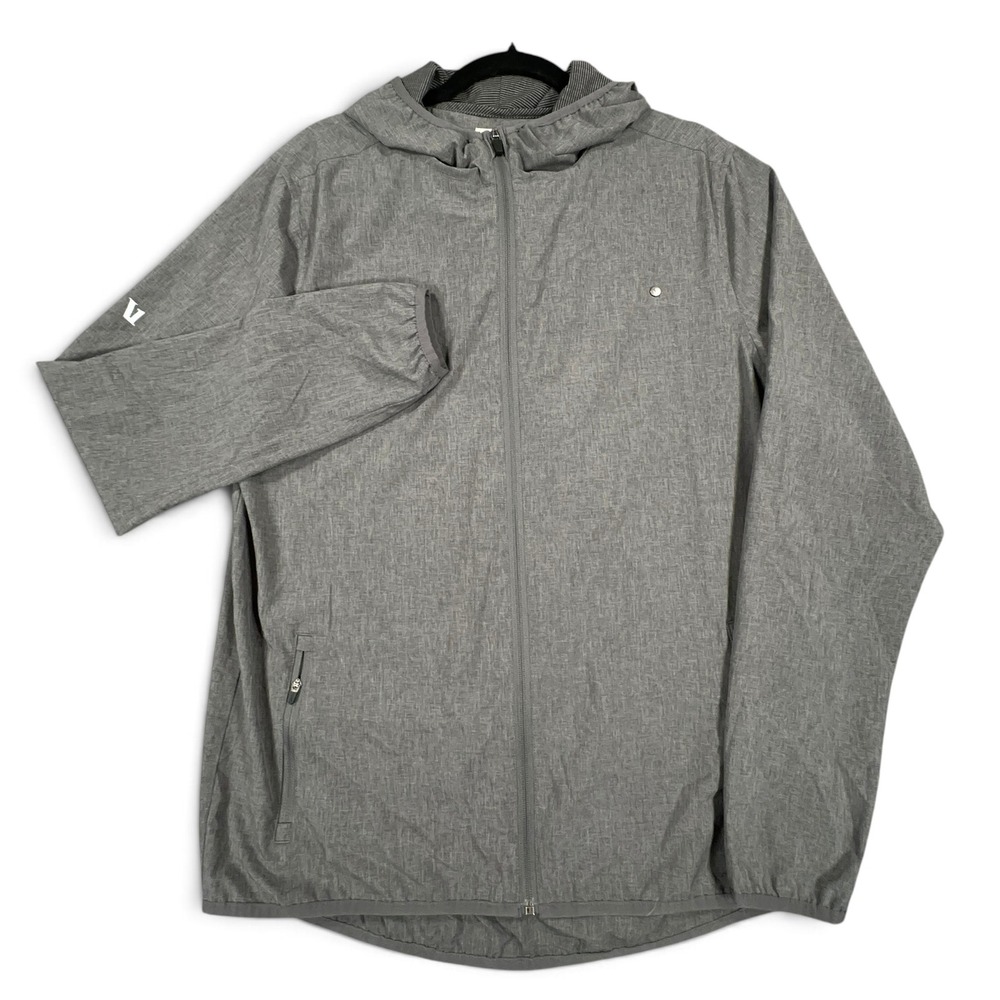 Vuori Outdoor Trainer Shell Jacket Mens L Gray V512 Full Zip Hooded Lightweight